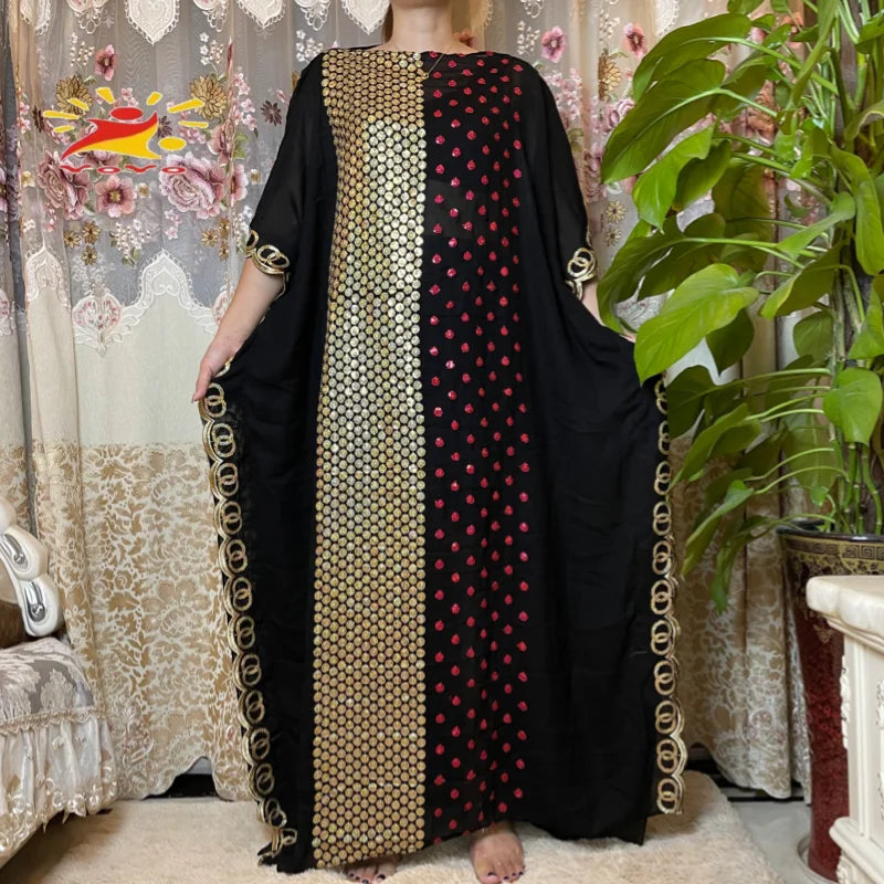 Gracy Dresses African Caftan Rose Sequins Embroidery Shinning Dubai Party Elegant Islamic Clothing