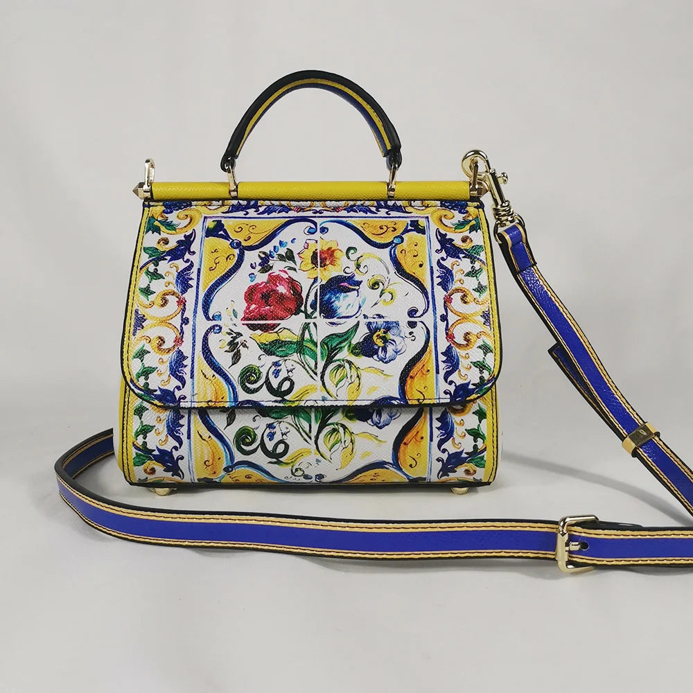 Maxy Ladies Handbags Rose Lady Shoulder Bag Tote Bag Leather Female Crossbody Brand Designer Yellow