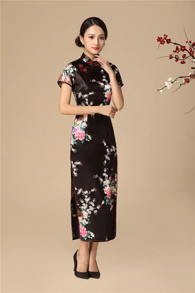 Babs Elegant dress Chinese Traditional Formal Dress Slim Evening Gowns Print Lady Cheongsam Retro dress Classic Qipao