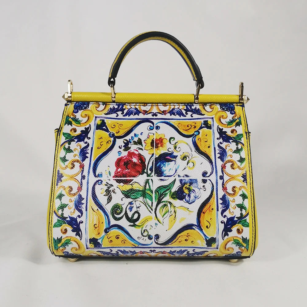 Maxy Ladies Handbags Rose Lady Shoulder Bag Tote Bag Leather Female Crossbody Brand Designer Yellow