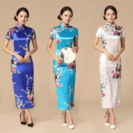 Babs Elegant dress Chinese Traditional Formal Dress Slim Evening Gowns Print Lady Cheongsam Retro dress Classic Qipao