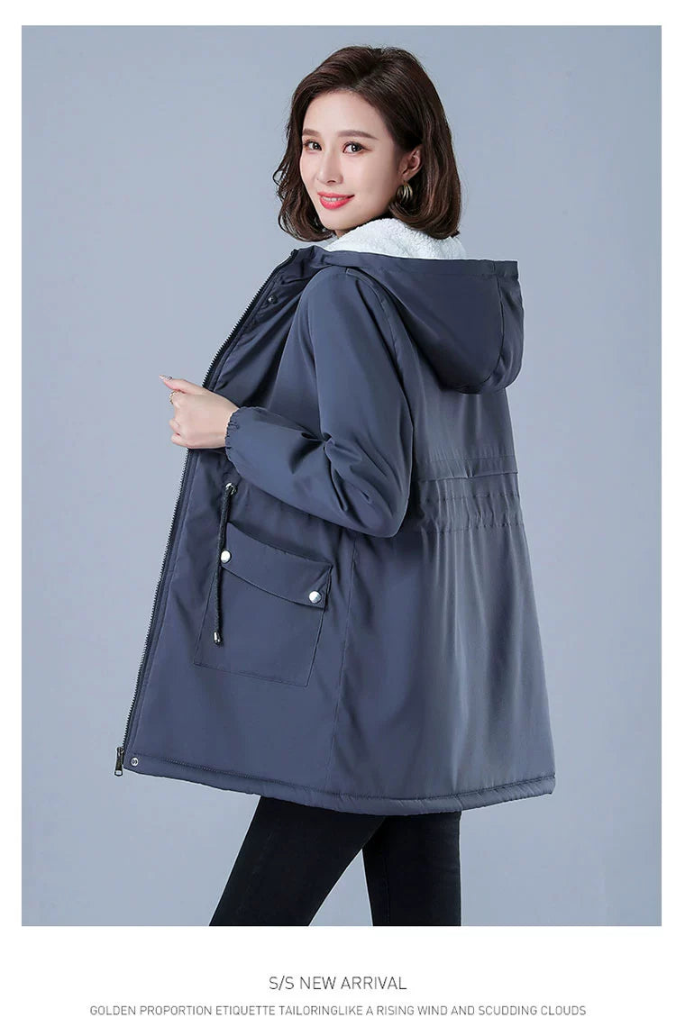 Maxy Length Long Length Autumn and Winter Casual Thickening Cotton Coat Trench Coat