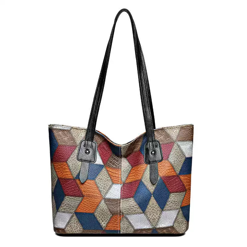 Maxy New Arrival Fashion Middle-Aged Soft Leather Print Big Bag