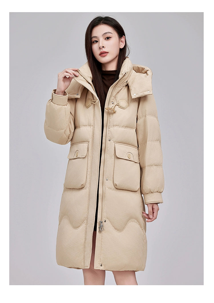 Maxy Yaloo Mid Length Long Length Loose and Warm Outwear down Jacket