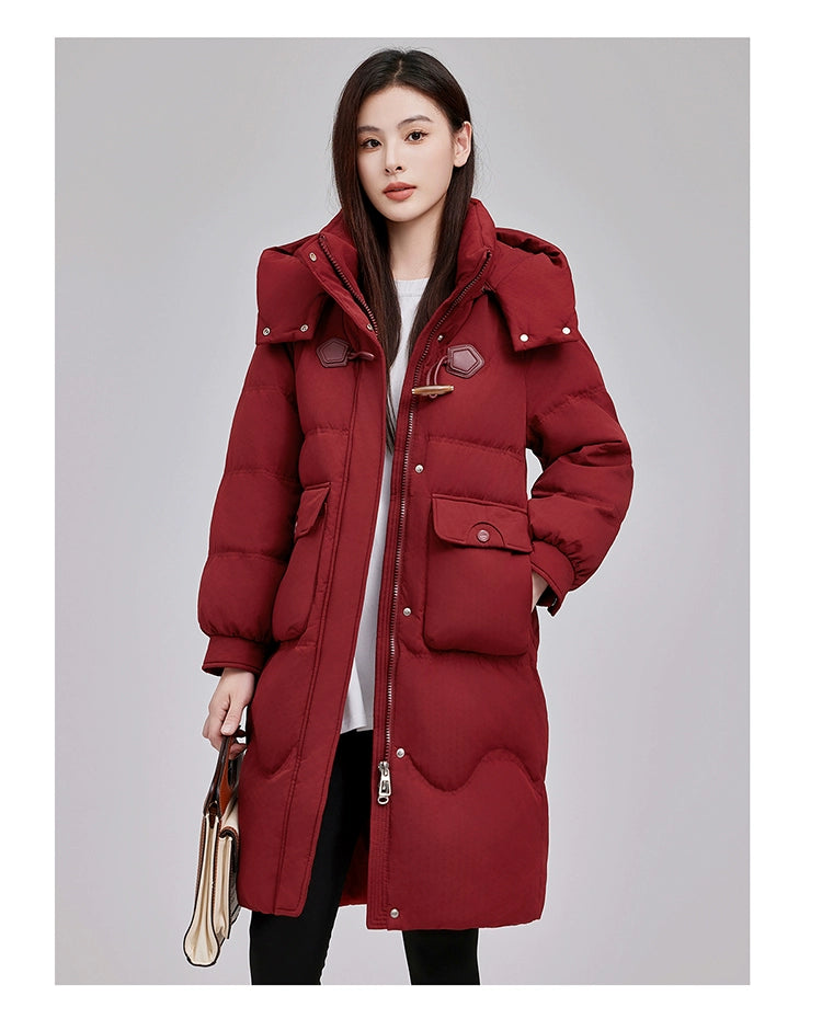 Maxy Yaloo Mid Length Long Length Loose and Warm Outwear down Jacket
