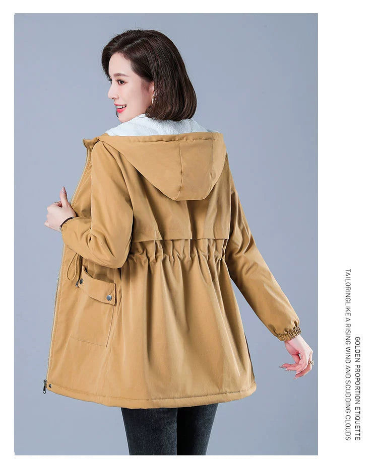 Maxy Length Long Length Autumn and Winter Casual Thickening Cotton Coat Trench Coat