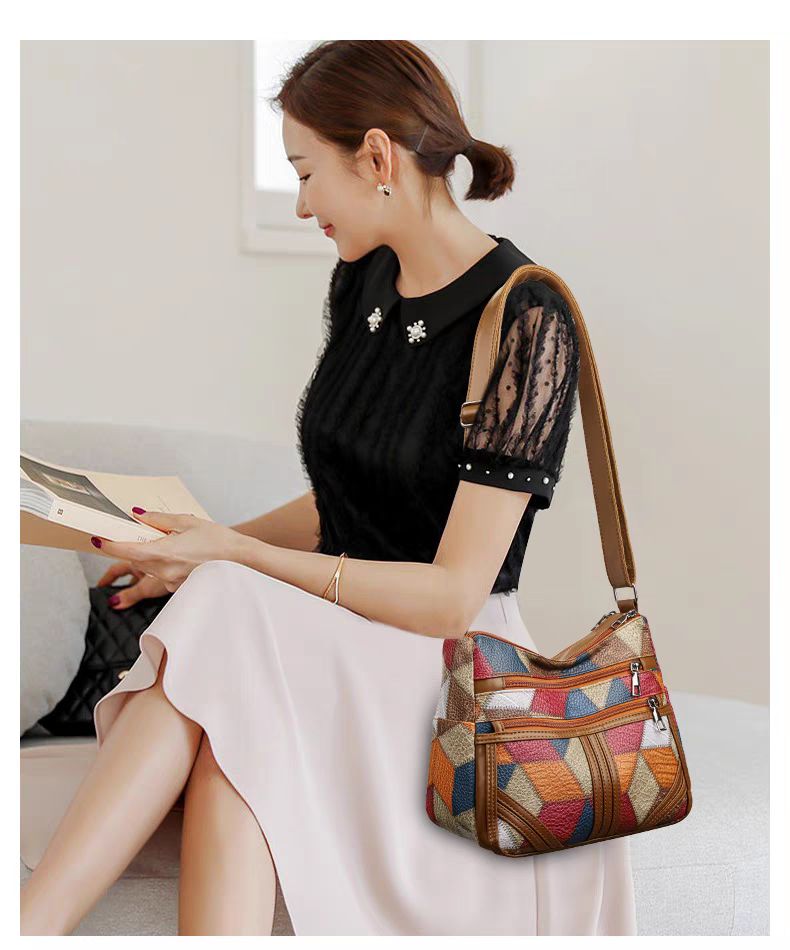 Maxy Multi-Layer Large Capacity Neutral Casual Shoulder Leather Women Bag