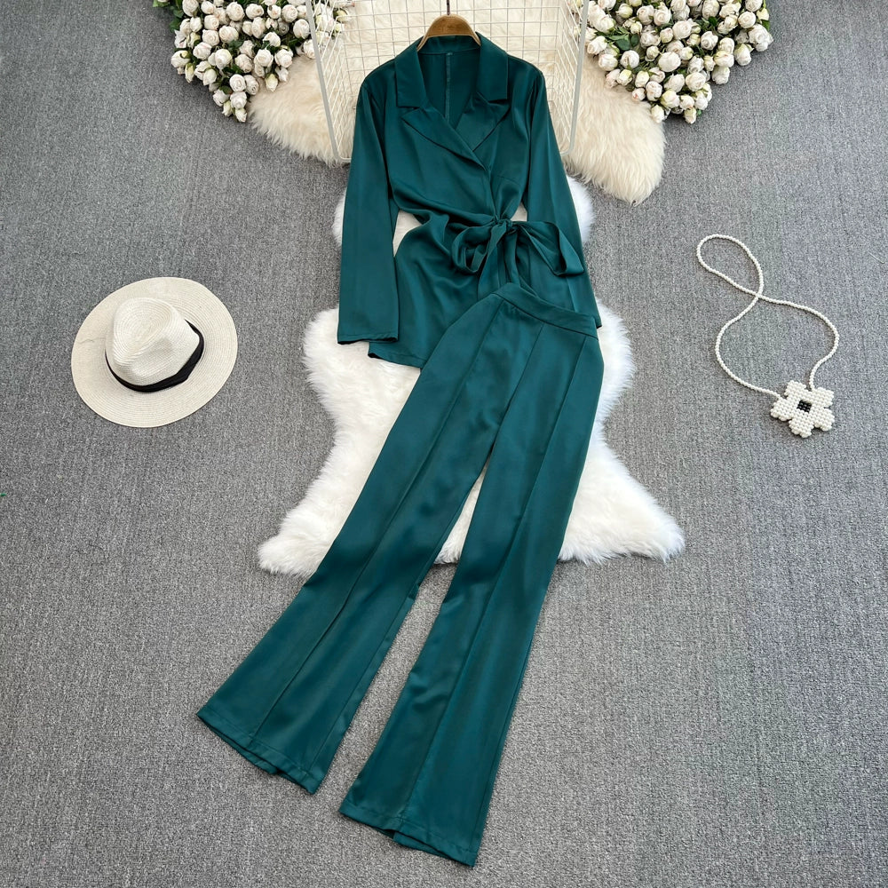 Maxy Mid Length Long Length Waist Trimming Casual Split Pants Fashion Suit