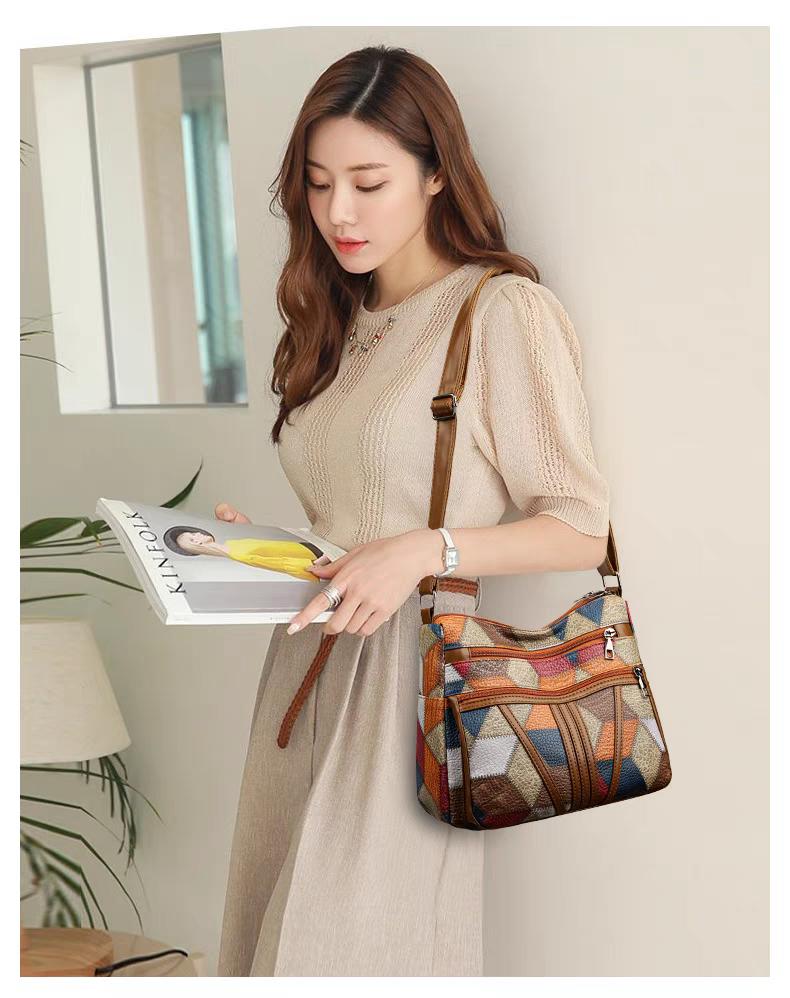 Maxy Multi-Layer Large Capacity Neutral Casual Shoulder Leather Women Bag