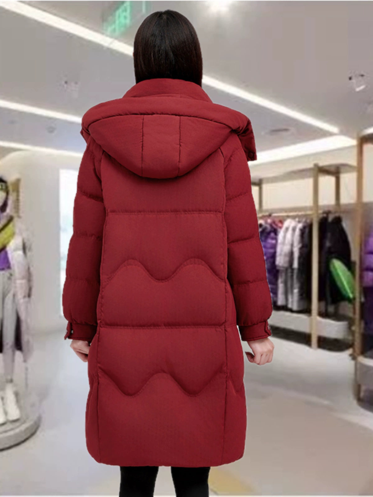 Maxy Yaloo Mid Length Long Length Loose and Warm Outwear down Jacket