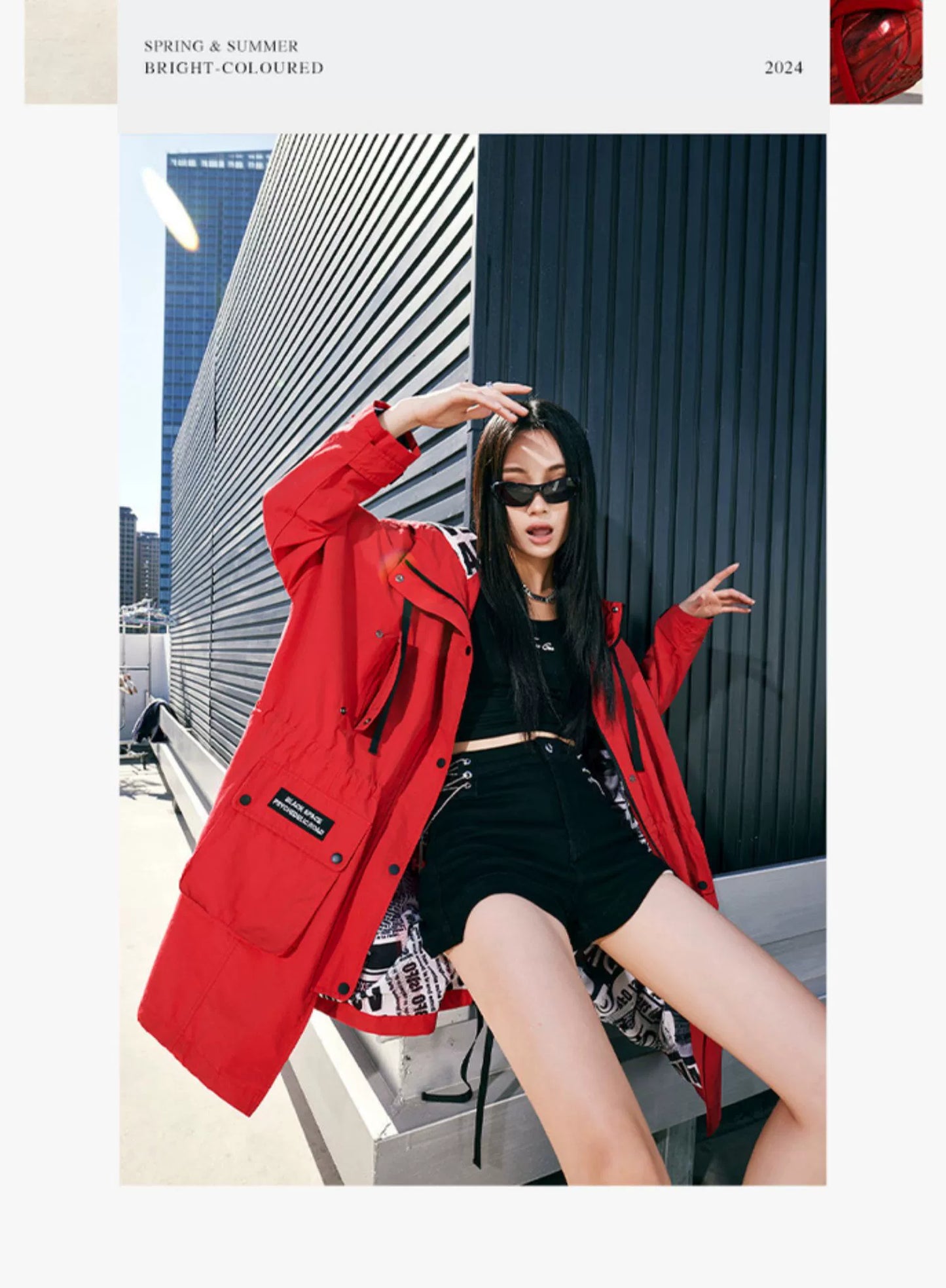 Tuo Gu Flagship Store Trendy 2024 Spring Clothing New Arrival Fancy Long Trench Coat Women's Hooded Work Clothes Overcoat Women