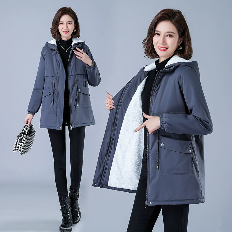 Maxy Length Long Length Autumn and Winter Casual Thickening Cotton Coat Trench Coat