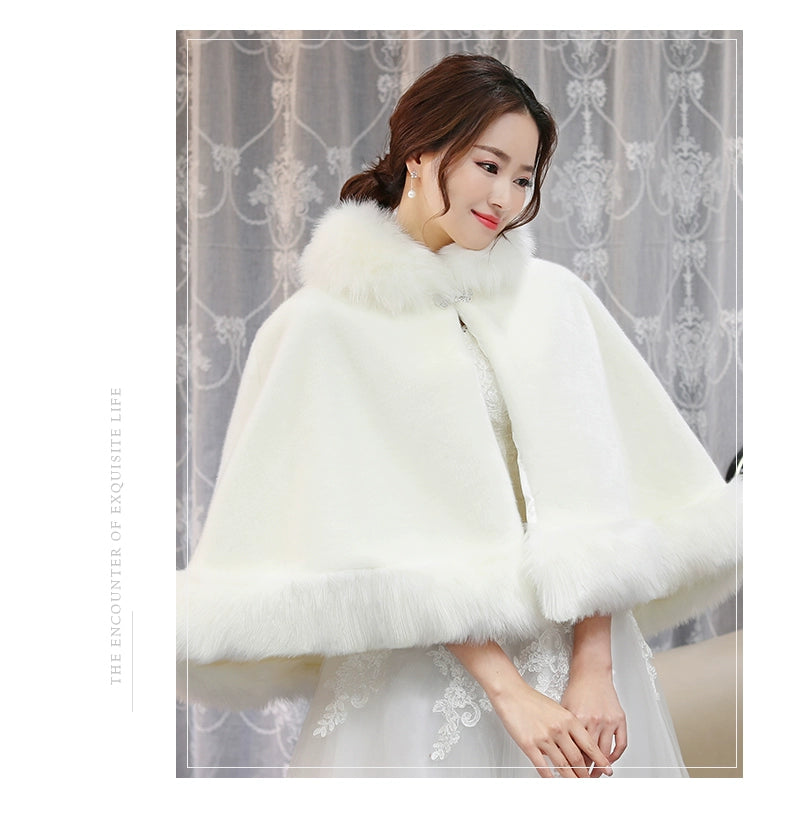 Wedding Shawl Winter Wedding Dress Big Cape Coat Winter 2024 New Wedding Wool Outer Wear Female Fall and Winter Bride