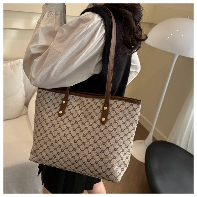 Maxy Retro Print Spring Big Bag New Trendy Beautiful Korean Style Women's Bag Shoulder Bag Commuter Large Capacity Tote Bag