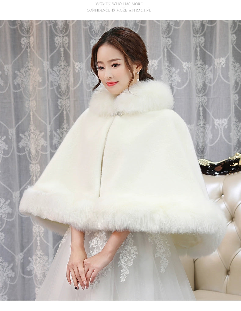 Wedding Shawl Winter Wedding Dress Big Cape Coat Winter 2024 New Wedding Wool Outer Wear Female Fall and Winter Bride