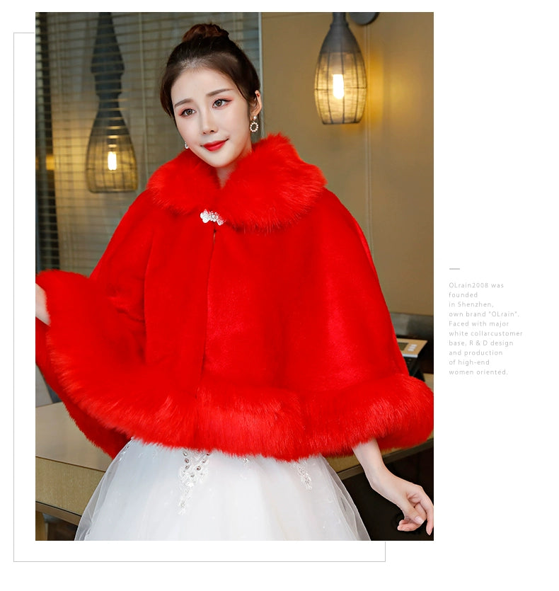 Wedding Shawl Winter Wedding Dress Big Cape Coat Winter 2024 New Wedding Wool Outer Wear Female Fall and Winter Bride