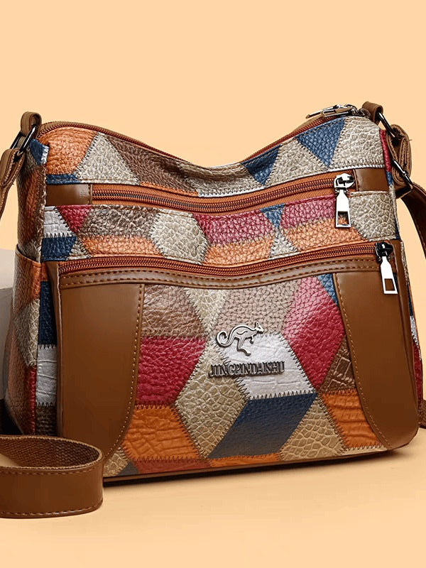 Maxy Multi-Layer Large Capacity Neutral Casual Shoulder Leather Women Bag