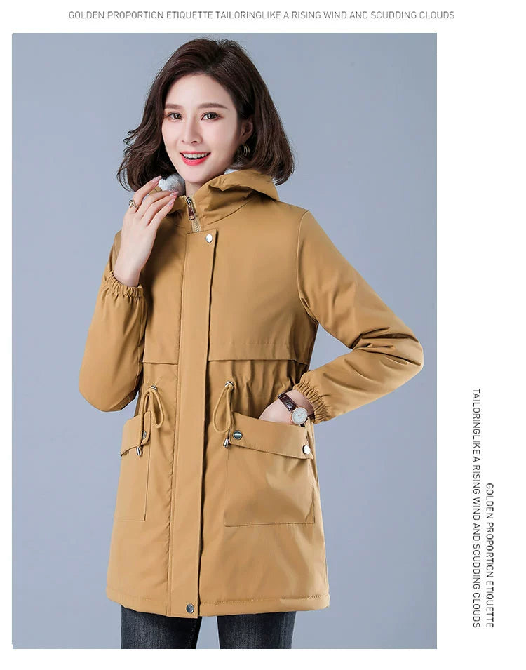 Maxy Length Long Length Autumn and Winter Casual Thickening Cotton Coat Trench Coat