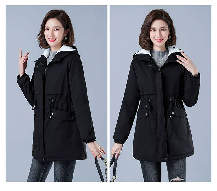 Maxy Length Long Length Autumn and Winter Casual Thickening Cotton Coat Trench Coat