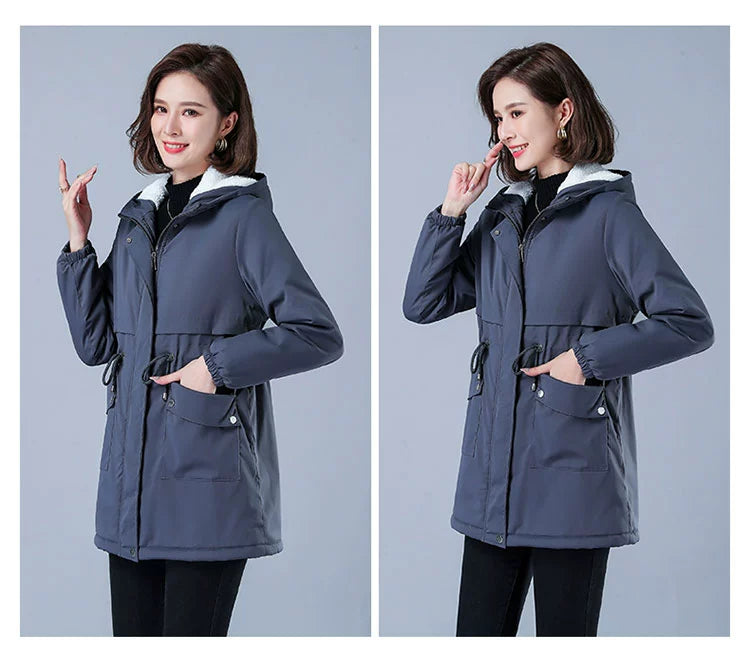 Maxy Length Long Length Autumn and Winter Casual Thickening Cotton Coat Trench Coat