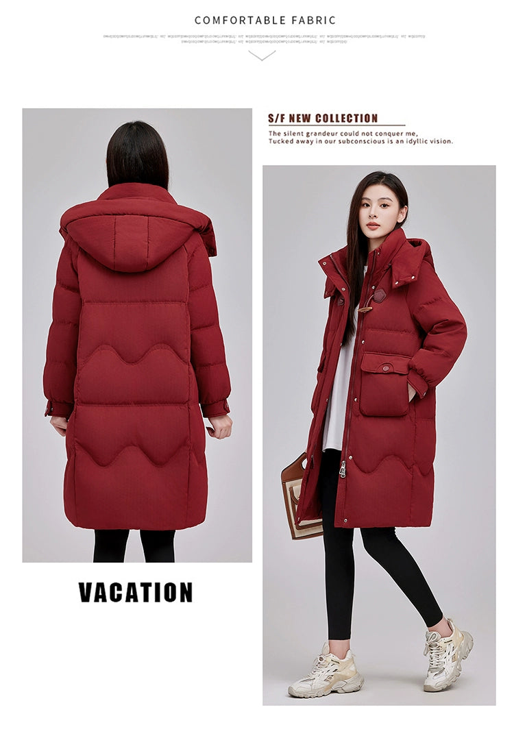 Maxy Yaloo Mid Length Long Length Loose and Warm Outwear down Jacket