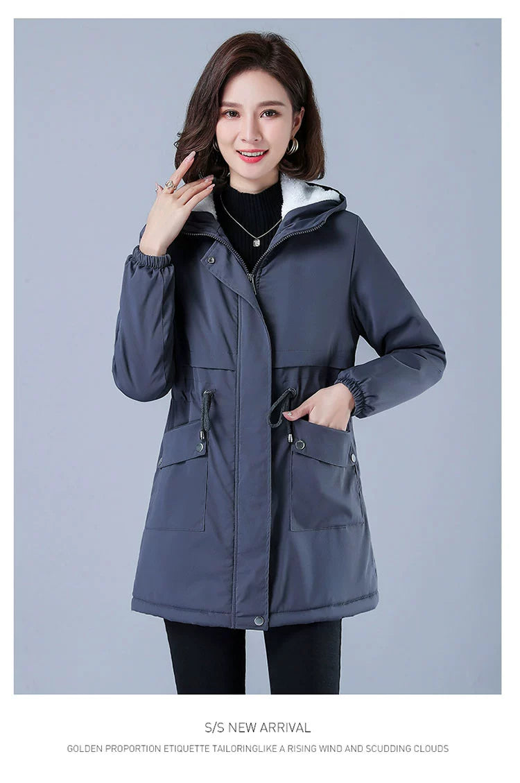 Maxy Length Long Length Autumn and Winter Casual Thickening Cotton Coat Trench Coat