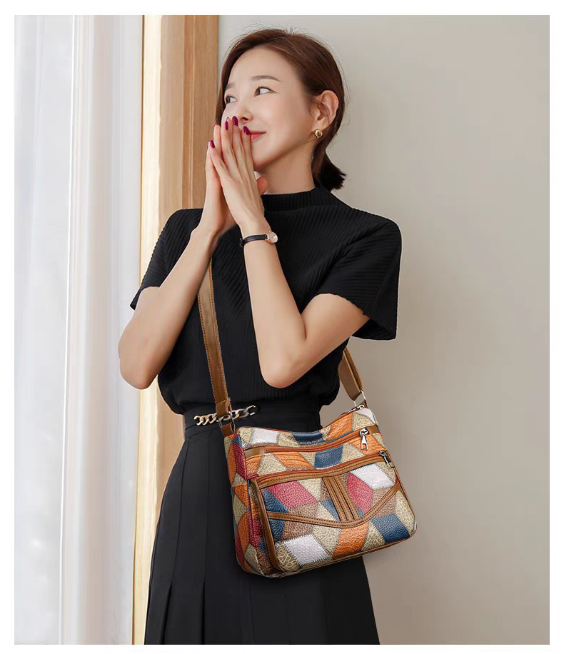 Maxy Multi-Layer Large Capacity Neutral Casual Shoulder Leather Women Bag
