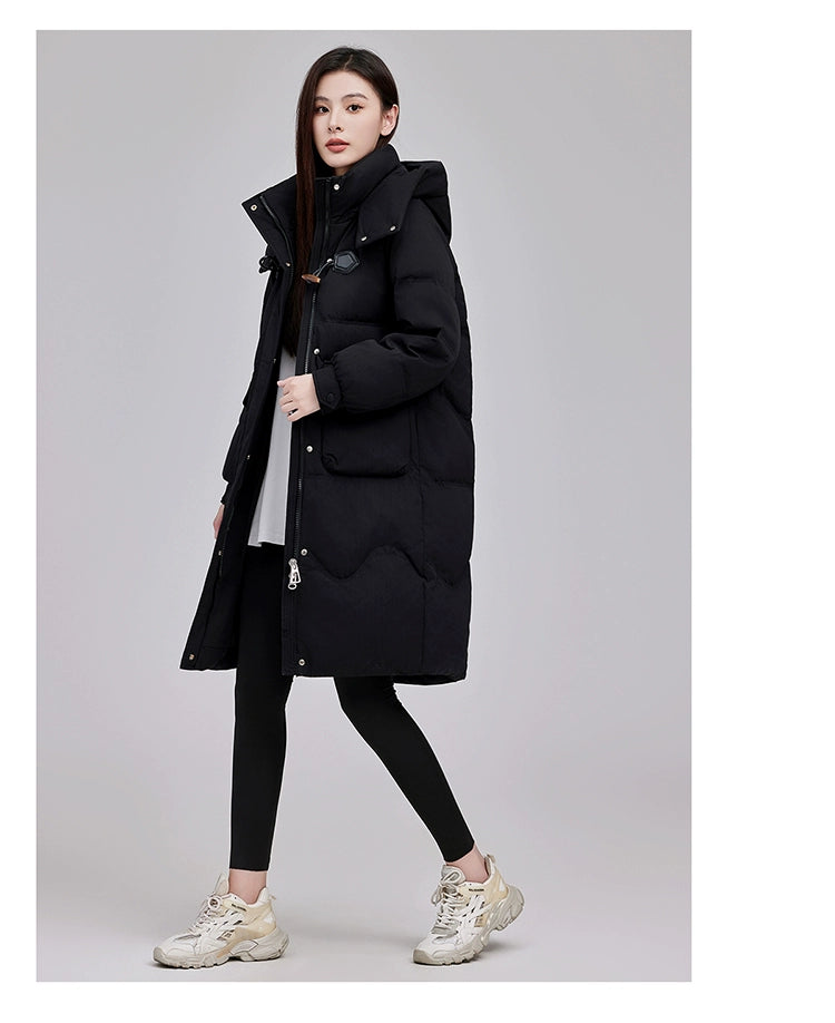 Maxy Yaloo Mid Length Long Length Loose and Warm Outwear down Jacket