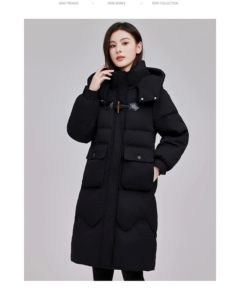 Maxy Yaloo Mid Length Long Length Loose and Warm Outwear down Jacket