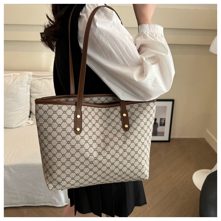Maxy Retro Print Spring Big Bag New Trendy Beautiful Korean Style Women's Bag Shoulder Bag Commuter Large Capacity Tote Bag