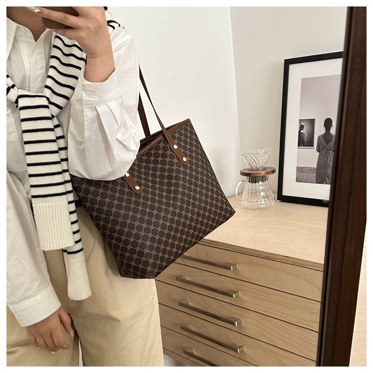 Maxy Retro Print Spring Big Bag New Trendy Beautiful Korean Style Women's Bag Shoulder Bag Commuter Large Capacity Tote Bag
