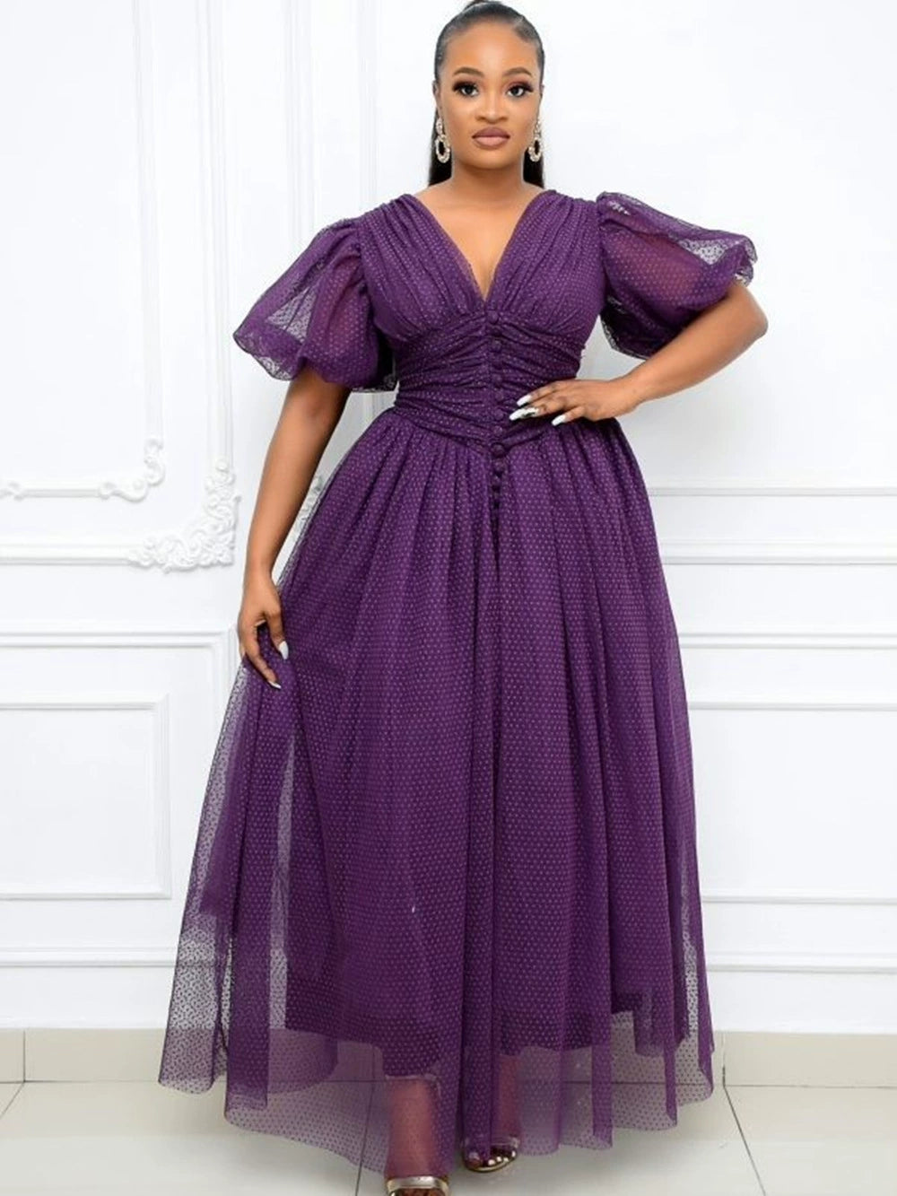 Gracy Dress Purple Plus-size Women's Dresses Long 5xl