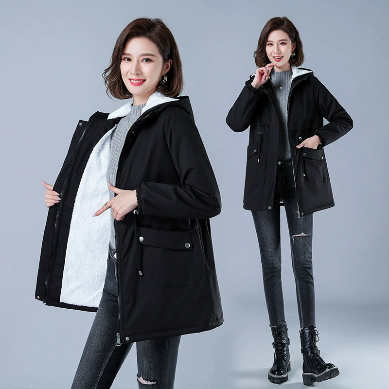 Maxy Length Long Length Autumn and Winter Casual Thickening Cotton Coat Trench Coat