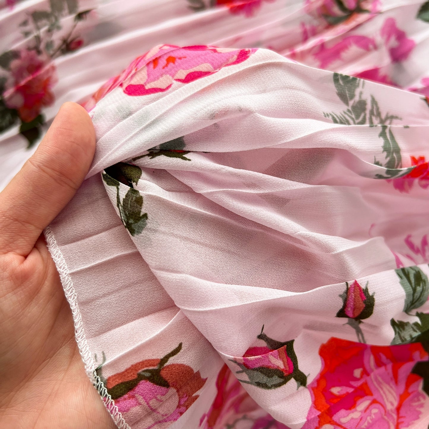 Macy French Style Retro Dress Women's Niche Style Lightly Mature Floral Chiffon Fairy Dress Tight Waist Slim Looking Elegant Pleated Long Dress