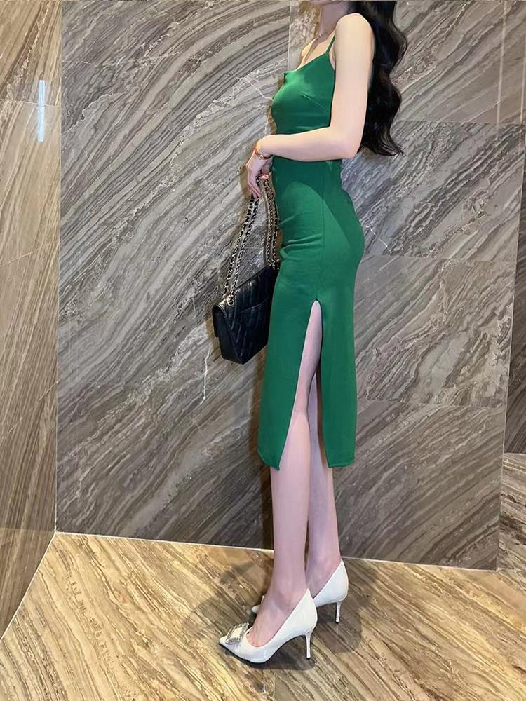 Babs Slim-Fit Sexy Hot Girl Slit Sheath Dress