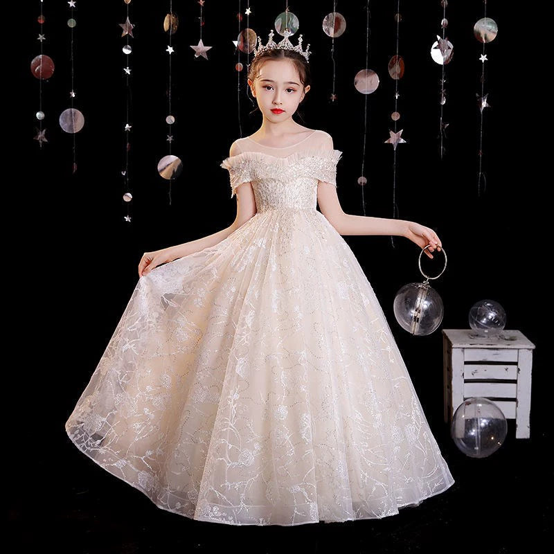 Maxy American   Girls Long Party Elegant Tulle Tutu Catwalk High-End Dress