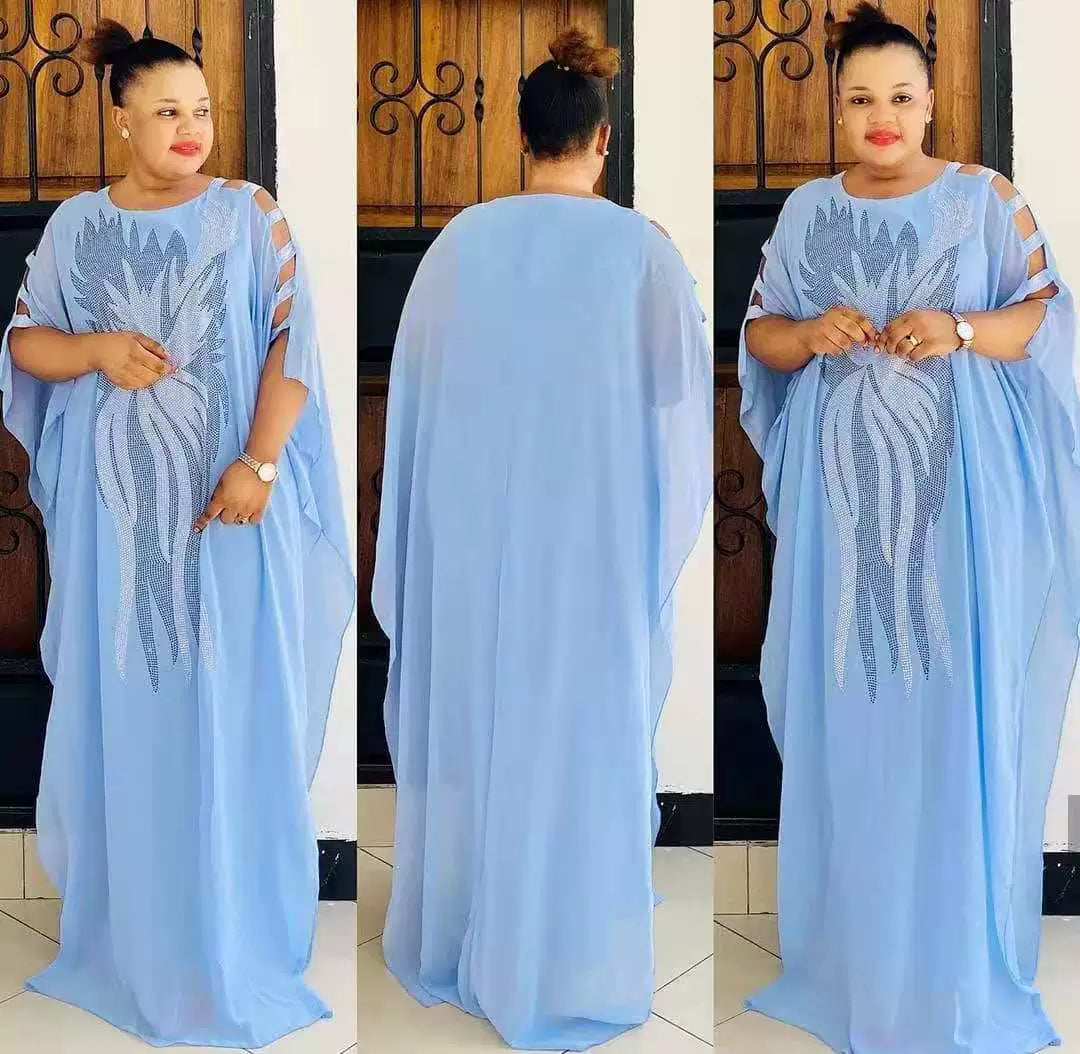 Gacy Big Size New Style African Women's Lace Loose Long Dresses.