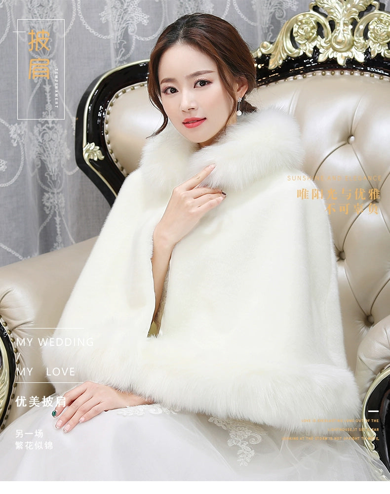 Wedding Shawl Winter Wedding Dress Big Cape Coat Winter 2024 New Wedding Wool Outer Wear Female Fall and Winter Bride