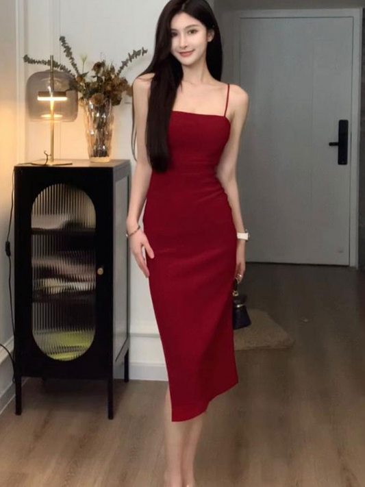 Babs Slim-Fit Sexy Hot Girl Slit Sheath Dress