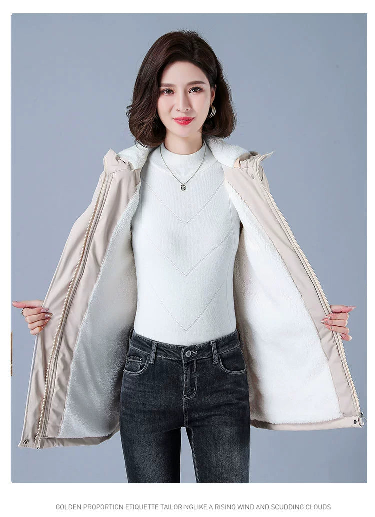 Maxy Length Long Length Autumn and Winter Casual Thickening Cotton Coat Trench Coat