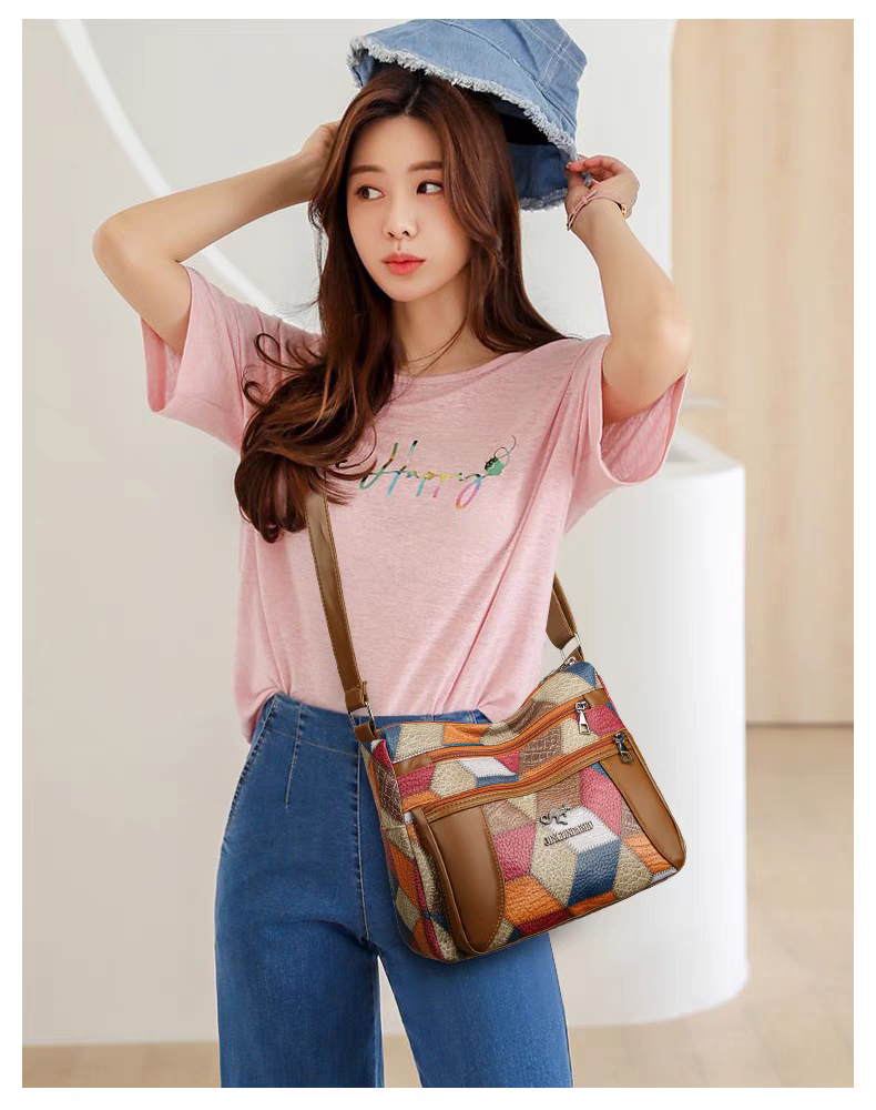 Maxy Multi-Layer Large Capacity Neutral Casual Shoulder Leather Women Bag