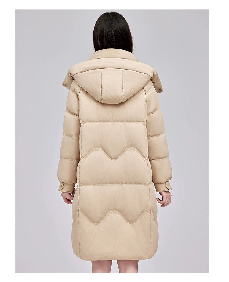 Maxy Yaloo Mid Length Long Length Loose and Warm Outwear down Jacket