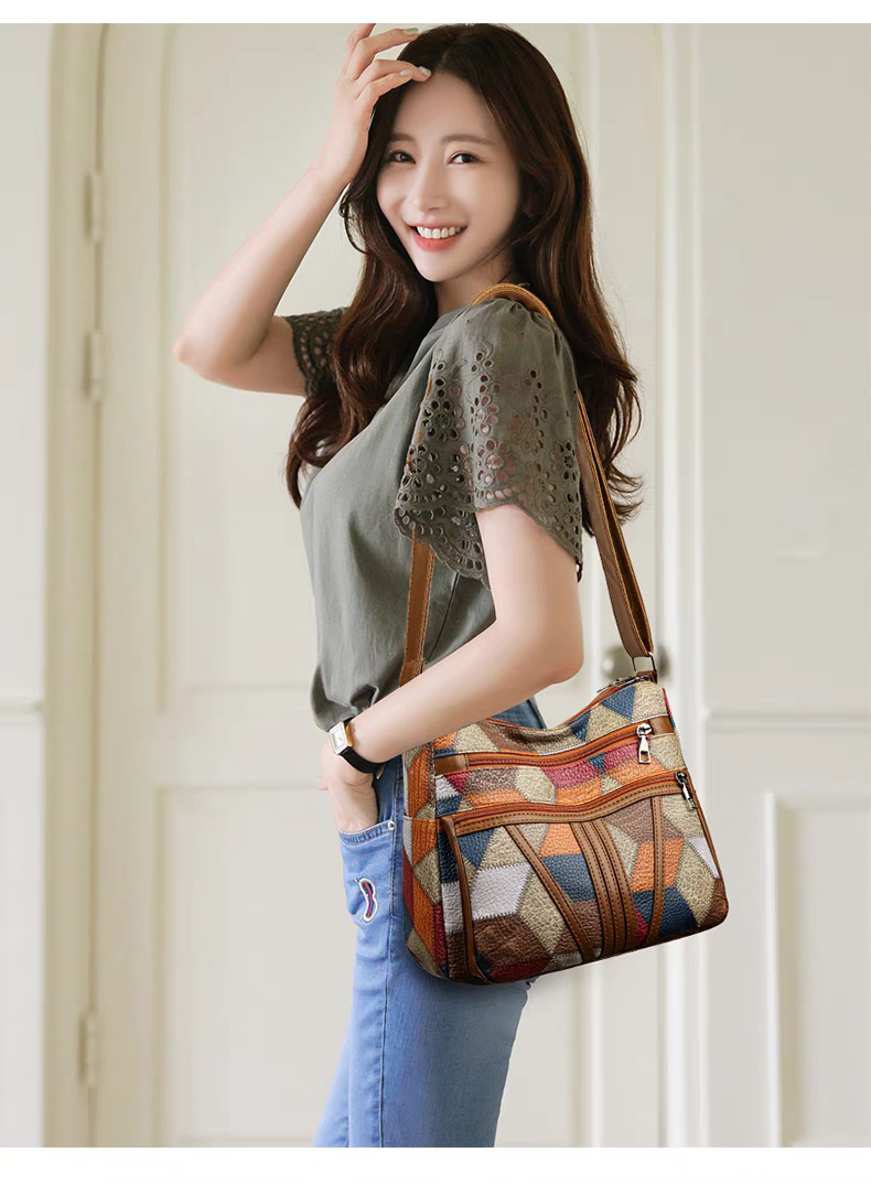 Maxy Multi-Layer Large Capacity Neutral Casual Shoulder Leather Women Bag