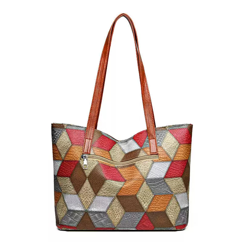Maxy New Arrival Fashion Middle-Aged Soft Leather Print Big Bag