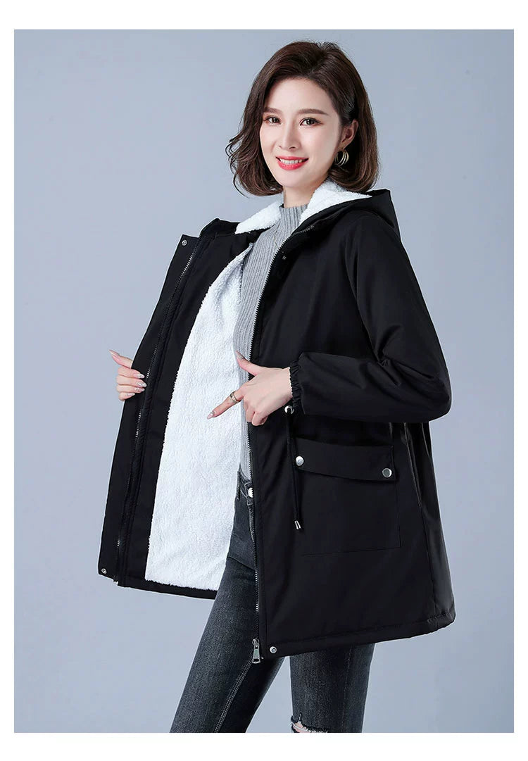 Maxy Length Long Length Autumn and Winter Casual Thickening Cotton Coat Trench Coat