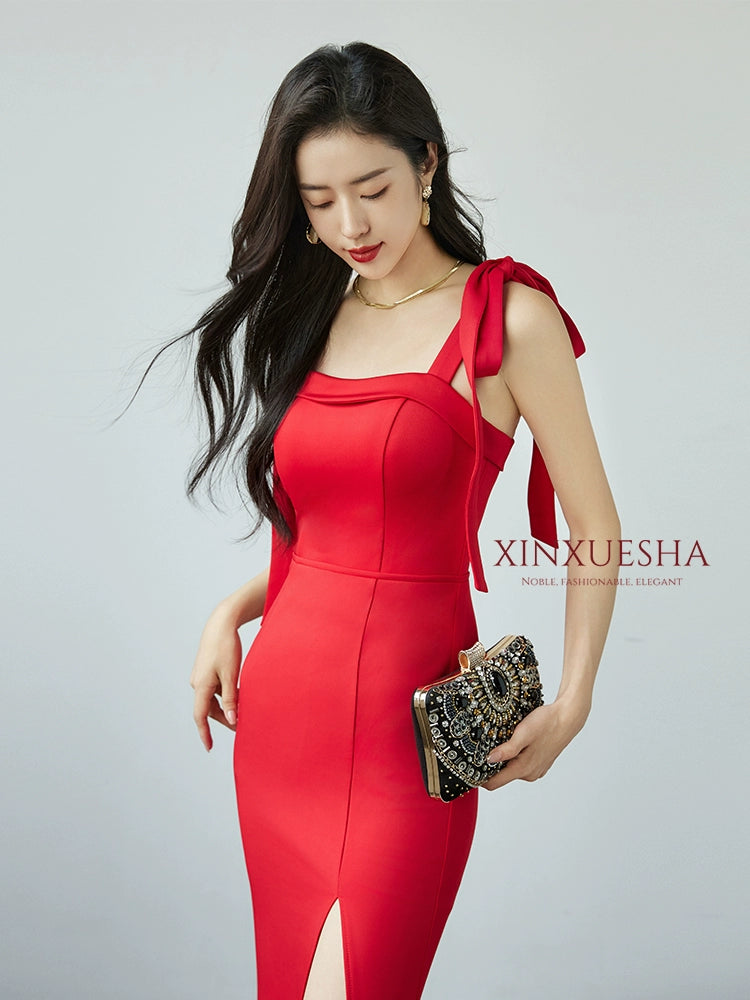 Amay Tied Slim Fit Slimming Banquet Celebrity Same Evening Dress