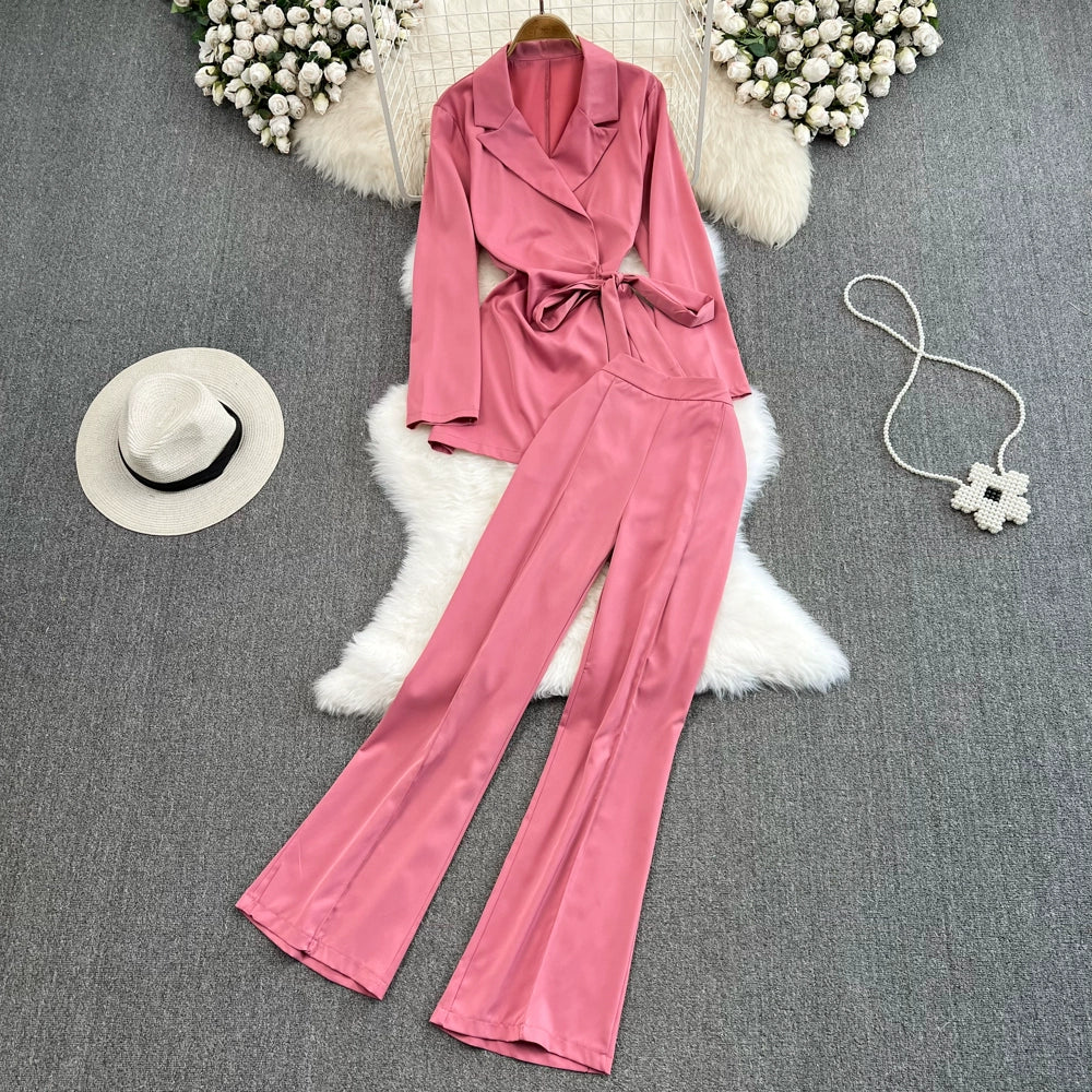 Maxy Mid Length Long Length Waist Trimming Casual Split Pants Fashion Suit