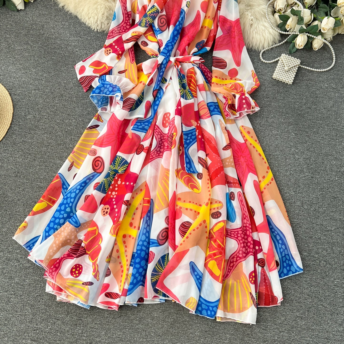 Elegance Graceful Spring Clothing Long Big Swing Chiffon Dress