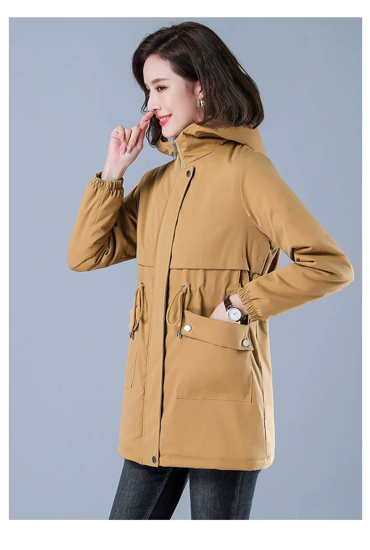 Maxy Length Long Length Autumn and Winter Casual Thickening Cotton Coat Trench Coat