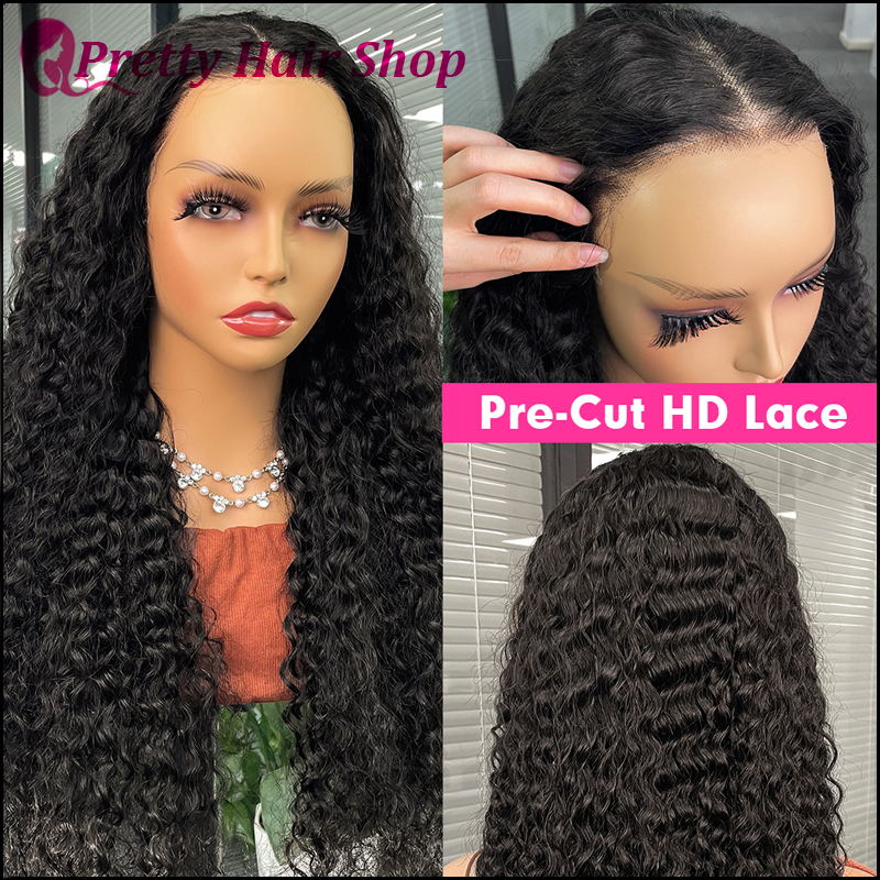 Water Wave Wear And Go Glueless Lace Wig Peruvian Human Hair